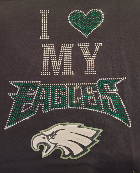 I Love My Eagles Rhinestone T-shirt