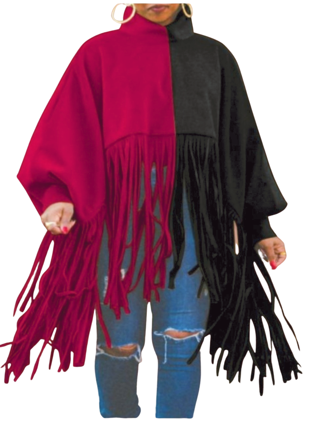 Overcoat Tassel Lantern Sleeve