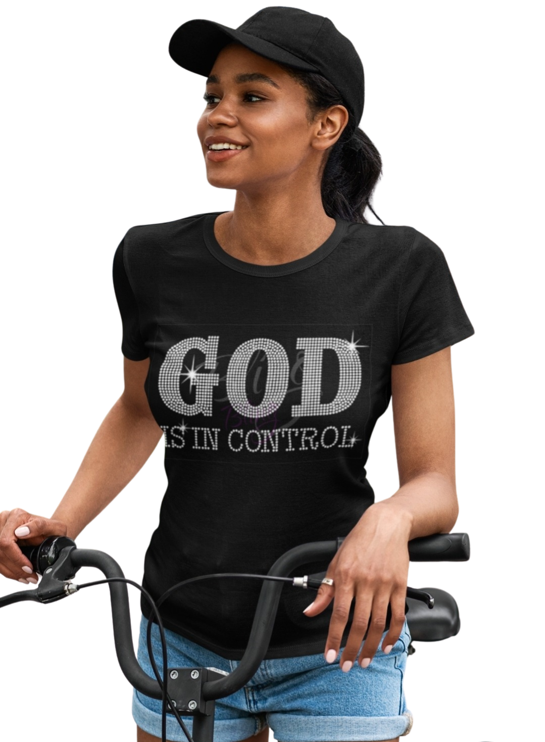 God is in Control Bling Tshirt