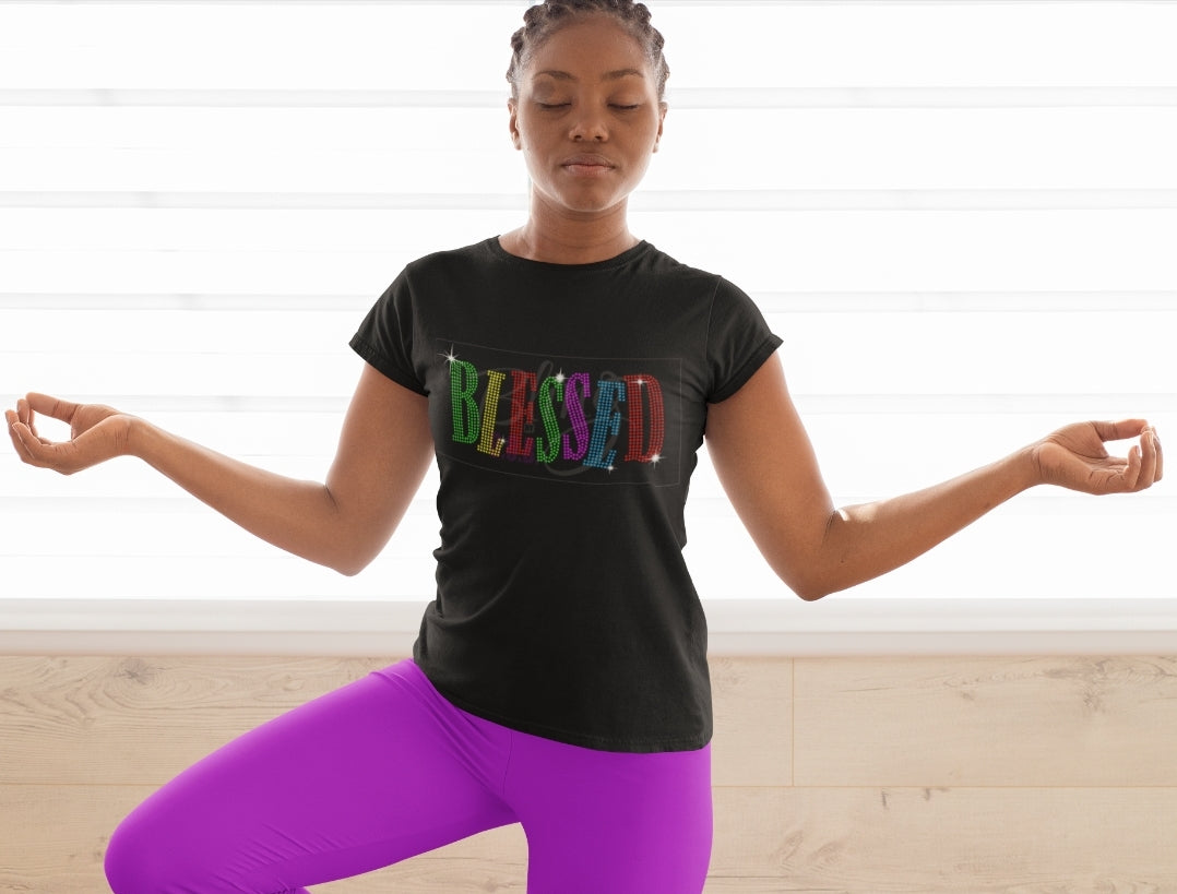 Blessed Rhinestone Multicolor T-shirt